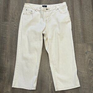 Sonoma Life Style Petites Size 14P Cropped Jeans Ivory Off White Stretch W36xL23